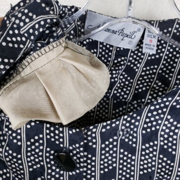 Vintage Adrianna Papell 100% Silk Button Front Pencil Dress size 8 Retro Preppy - Picture 8 of 11